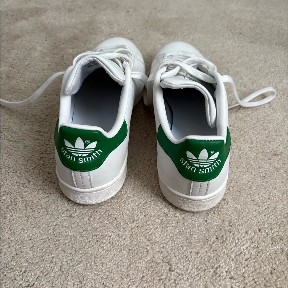Adidas Stan Smith White and PrimeGreen Sneakers Men’s Size 8.5 - Picture 3 of 8